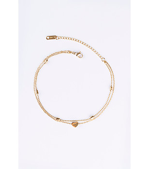 Позлатена дамска гривна със сърце  снимка