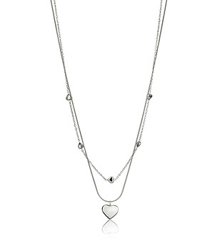 Сребристо дамско колие със сърце  снимка