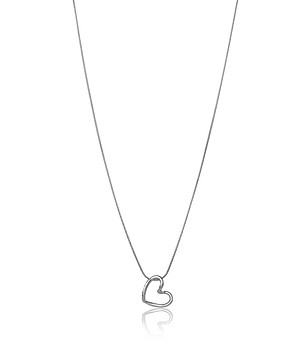 Сребристо дамско колие със сърце снимка