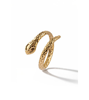 Позлатен дамски пръстен змия снимка