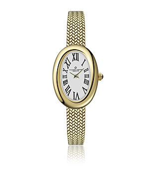 Овален дамски часовник в златисто снимка