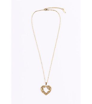 Позлатено дамско колие с висулка сърце снимка