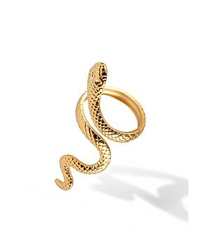 Позлатен дамски пръстен змия снимка