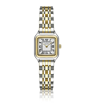 Дамски часовник в сребристо и златисто с римски цифри снимка