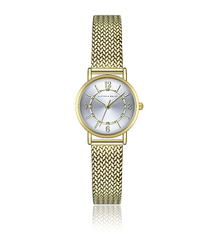 Дамски златист часовник със сребрист циферблат снимка