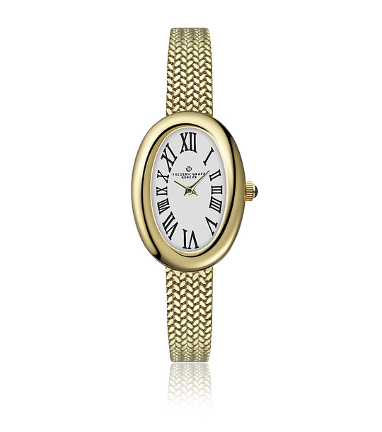 Овален дамски часовник в златисто снимка