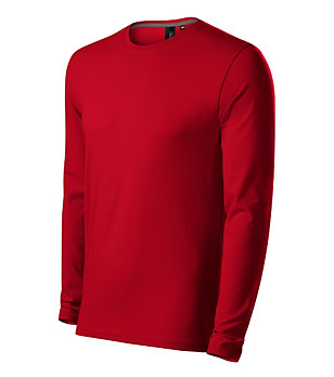 Мъжка памучна червена блуза с дълъг ръкав Karl снимка