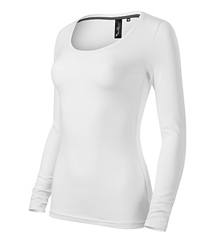 Дамска памучна блуза с дълъг ръкав в бяло Eve снимка