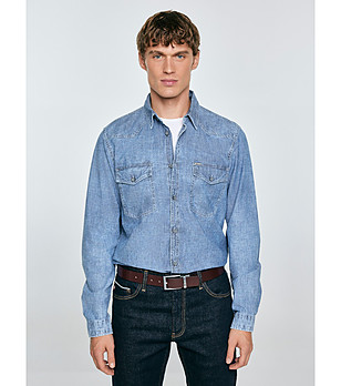 Памучна мъжка риза деним Retinez снимка