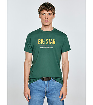 Зелена памучна мъжка тениска Bruno снимка