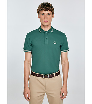 Памучна мъжка блуза в зелено Poller снимка