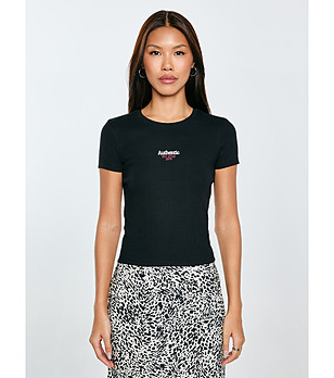 Черна дамска памучна тениска Clarsa снимка