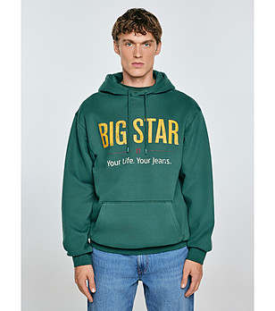 Памучен мъжки суитшърт в зелено Ashlyno снимка