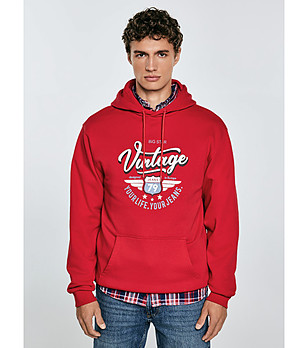 Червен памучен мъжки суитшърт Luka снимка