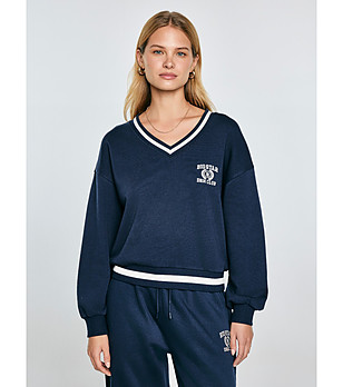 Син дамски пуловер с памук Gabriella снимка