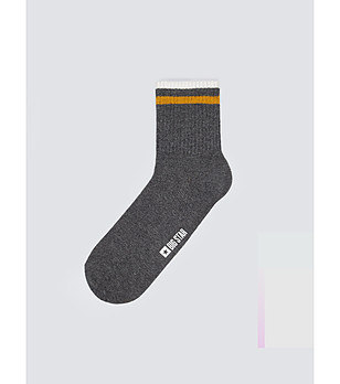 Мъжки тъмносиви чорапи с жълт кант Ribi снимка