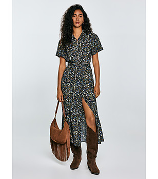 Синя рокля с принт Nahai снимка