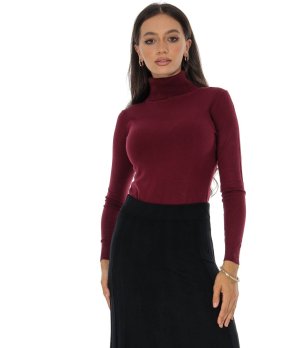 Дамска поло блуза в бордо снимка