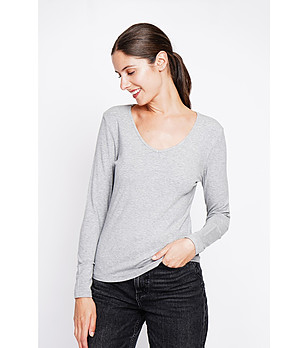 Сива дамска термо блуза от памук и коприна снимка