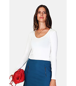 Дамска термо блуза в бяло от памук и коприна снимка