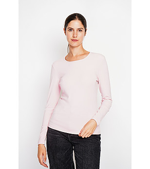 Дамска термо блуза в светлорозово от памук и коприна снимка