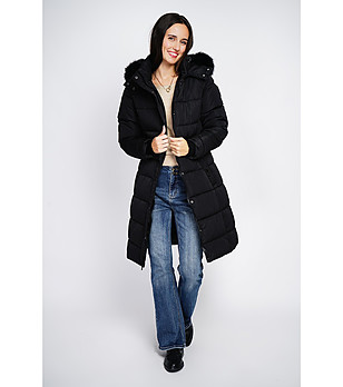 Черно дълго дамско зимно яке яке снимка