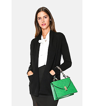 Дамска жилетка в черно с кашмир снимка