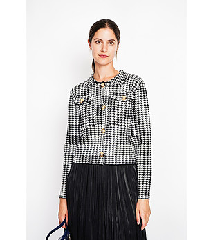 Дамско яке пепит в черно и бяло снимка