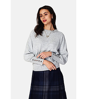 Дамски пуловер в сиво снимка