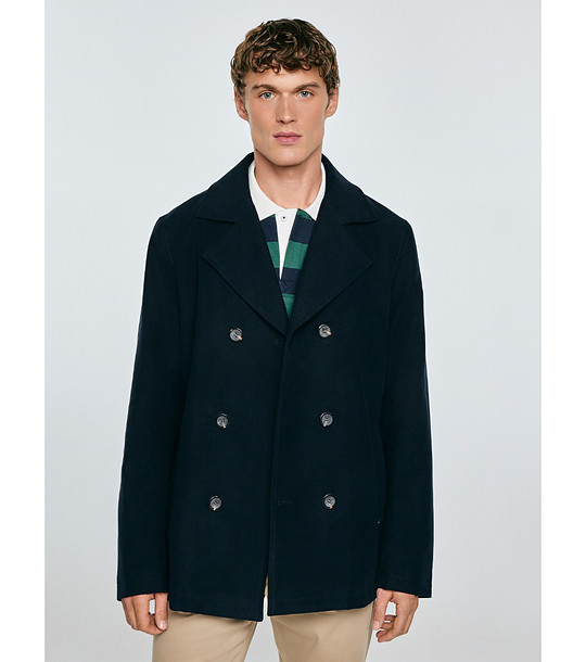 Мъжко памучно палто в тъмносиньо Komplit снимка