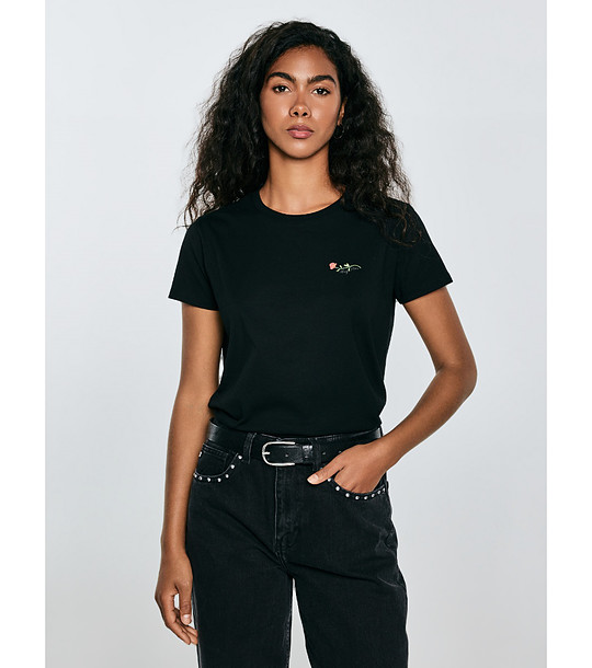 Черна памучна дамска тениска Lidia снимка