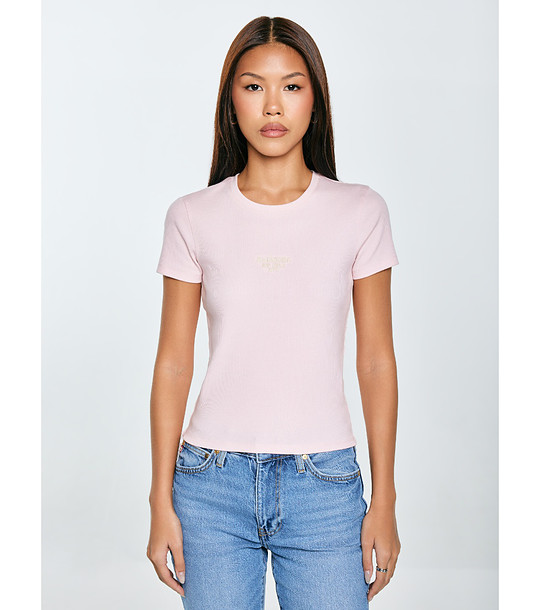 Дамска памучна тениска в цвят пудра Clarsa снимка