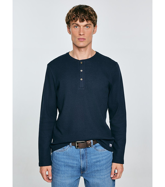 Тъмносиня памучна мъжка блуза Merrter снимка