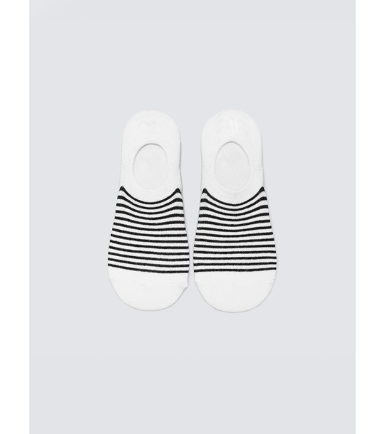 Дамски чорапи тип терлик в бяло на черно райе Olga снимка