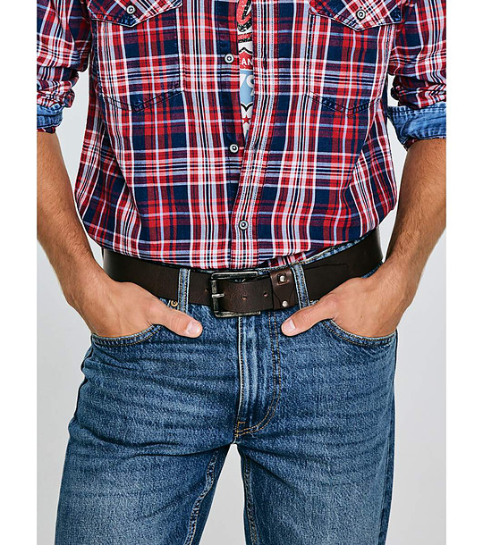 Кафяв кожен мъжки колан Rinde снимка