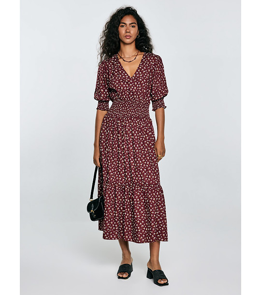 Рокля в бургунд с флорален принт Sheri снимка