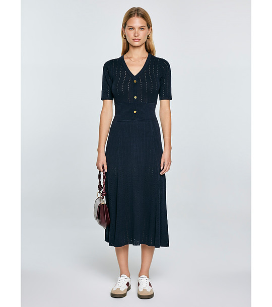 Тъмносиня плетена рокля Adalina снимка