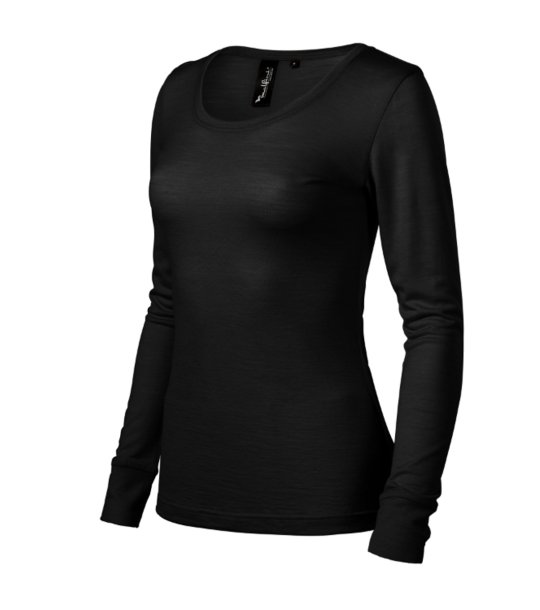 Дамска блуза с дълъг ръкав в черно от мериносова вълна Linda снимка