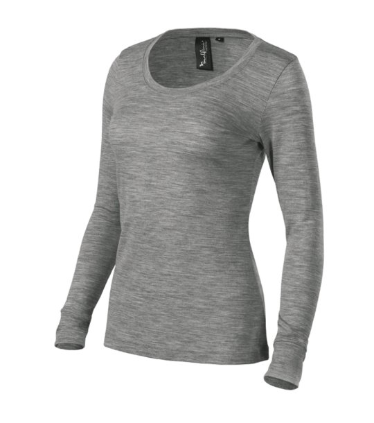 Дамска блуза с дълъг ръкав в тъмносиво от мериносова вълна Linda снимка