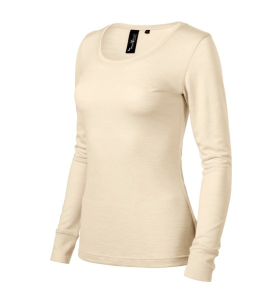 Дамска блуза с дълъг ръкав в цвят крем от мериносова вълна Linda снимка