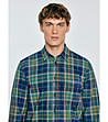 Мъжка памучна карирана риза в зелено и тъмносиньо Merowi-3 снимка