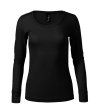 Дамска блуза с дълъг ръкав в черно от мериносова вълна Linda-1 снимка