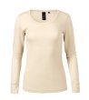 Дамска блуза с дълъг ръкав в цвят крем от мериносова вълна Linda-1 снимка