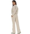 Casual cotton blend trousers with pockets Cream-1 снимка