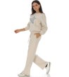 Casual cotton blend trousers with pockets Cream-2 снимка