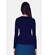 Дамска термо блуза в тъмносиньо от памук и коприна-2 снимка