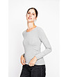 Дамска термо блуза в светлосиво от памук и коприна-0 снимка
