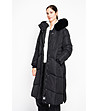 Черно дамско дълго зимно яке-3 снимка