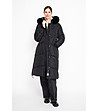 Черно дамско дълго зимно яке-4 снимка