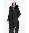 Черно дълго дамско зимно яке-3 снимка